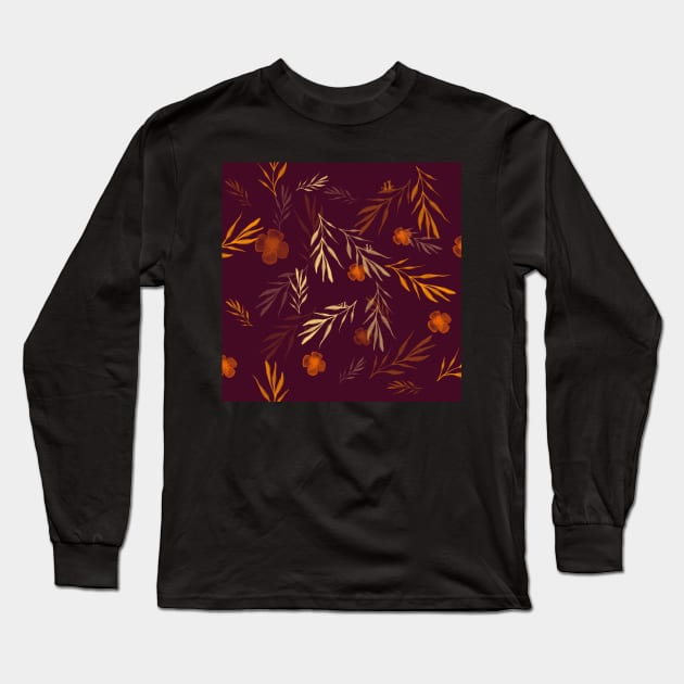 Autumn Floral pattern Long Sleeve T-Shirt by Kcinnik